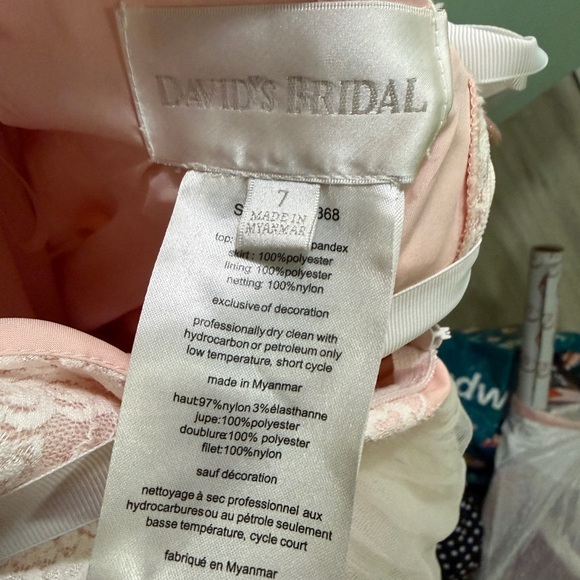 David's Bridal Blush Lace Kids Dress size 7 - Picture 2 of 3